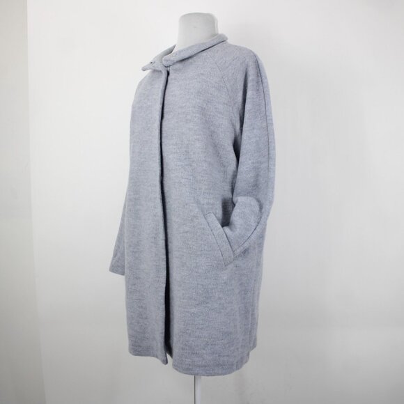 Cynthia Rowley Sz 2X Light Blue Collared Pockets Unlined 100% Wool Coat - Picture 5 of 16